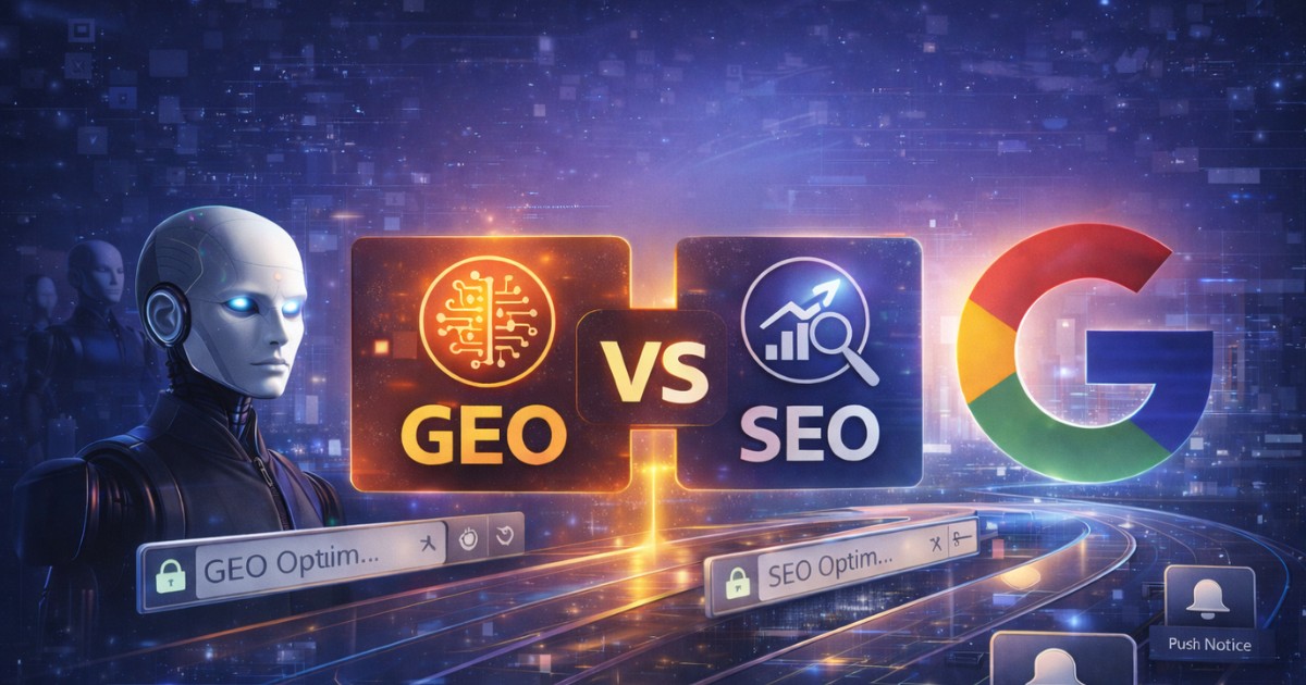 Image de couverture de l'article GEO vs SEO en 2026 : pourquoi votre site doit parler aux IA avant même de parler à Google